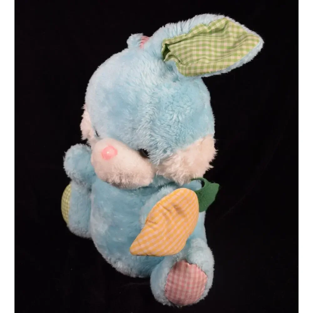 Vintage Plush Blue Easter Bunny Gingham Accents 18
